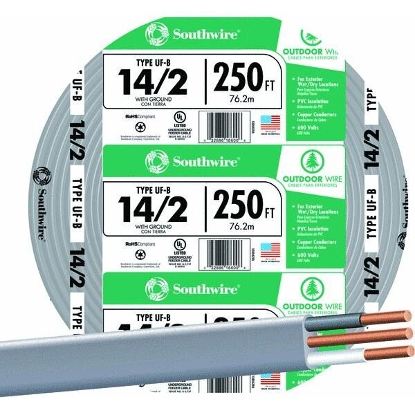 Southwire Cable 142 W/Grd 250' UF 13054255 Zoro